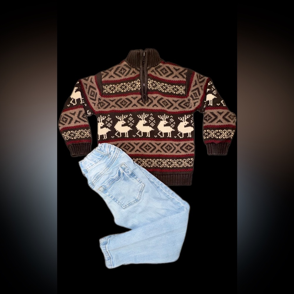 | Vintage Reindeer Half Zip Sweater | Boys US 5 |